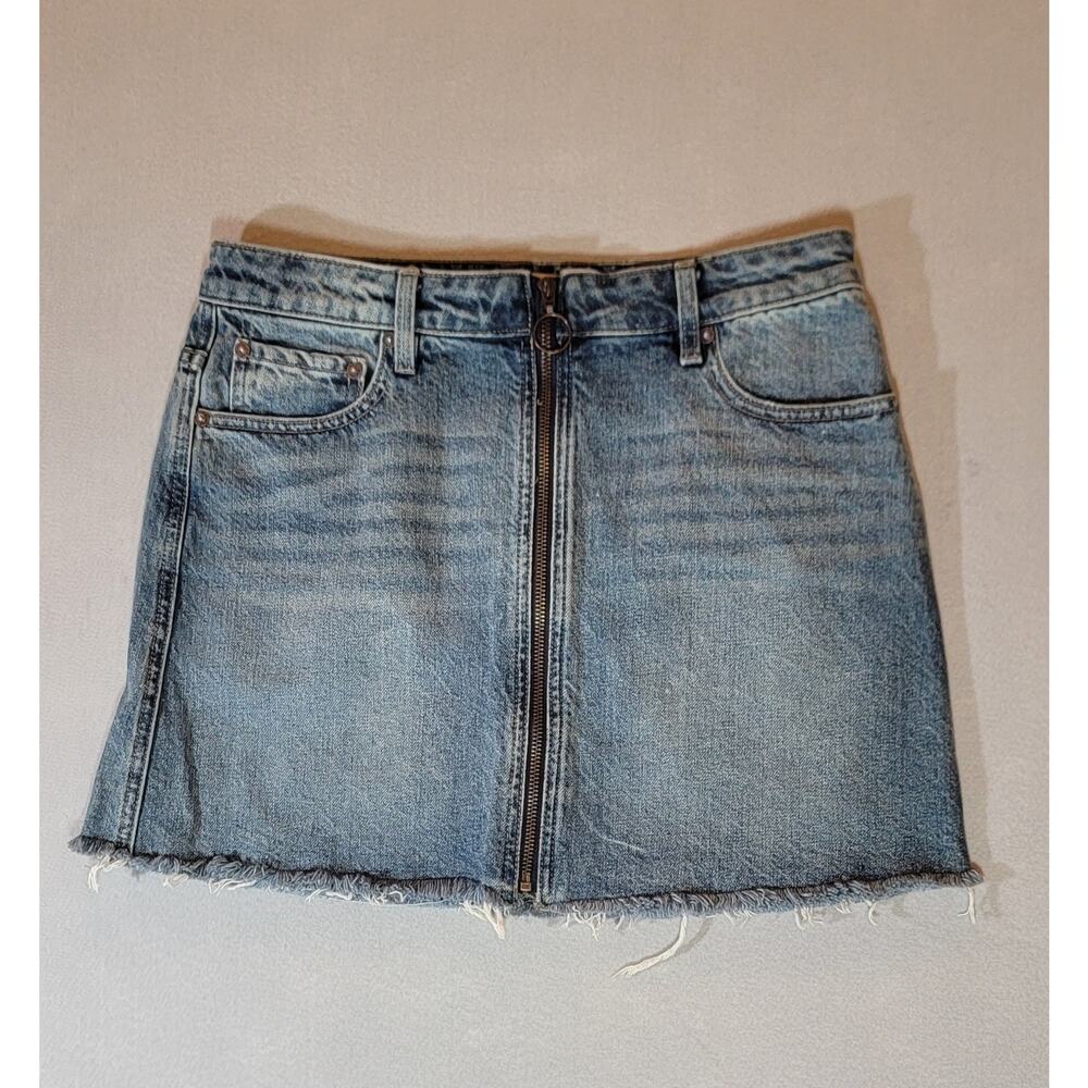 Free People We The Free Zip Front Denim Mini Skirt Blue Size 28